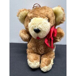 Vintage Eden Toys Plush Teddy Bear Stuffed Animal With Red Bow Red Tongue Gift I